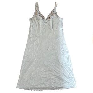 Vintage White Lace Satin Night Gown Dress
